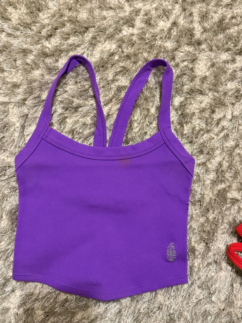Free People Purple Ribbed Crop Tank